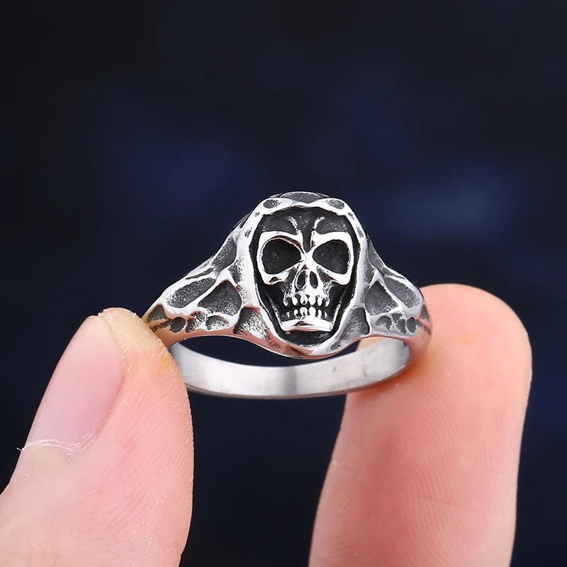 Headstone Skull Ring Chrome Cult