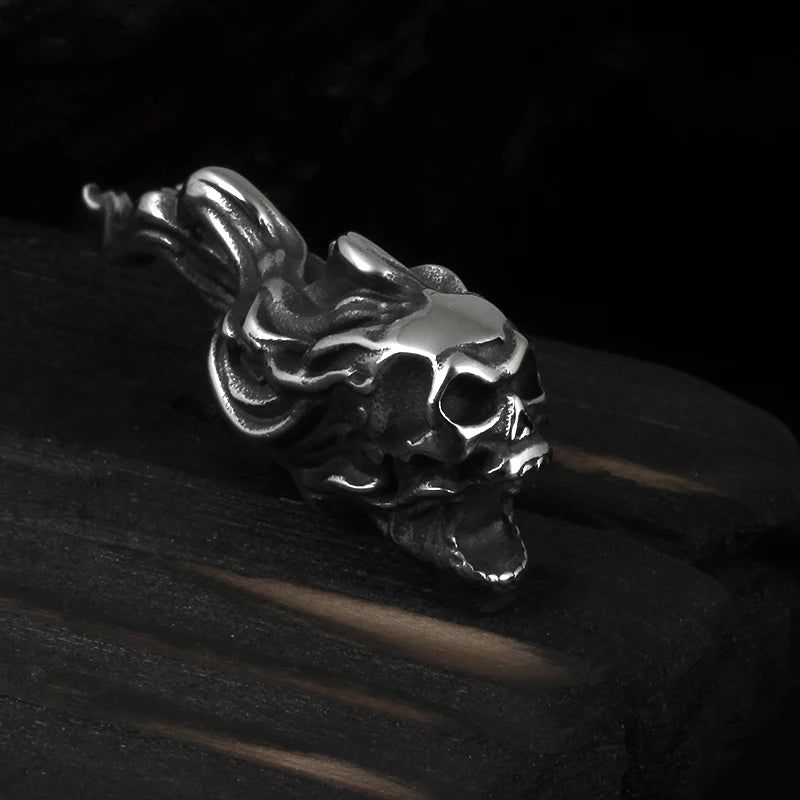 Hell Risen Skull Pendant - Chrome Cult