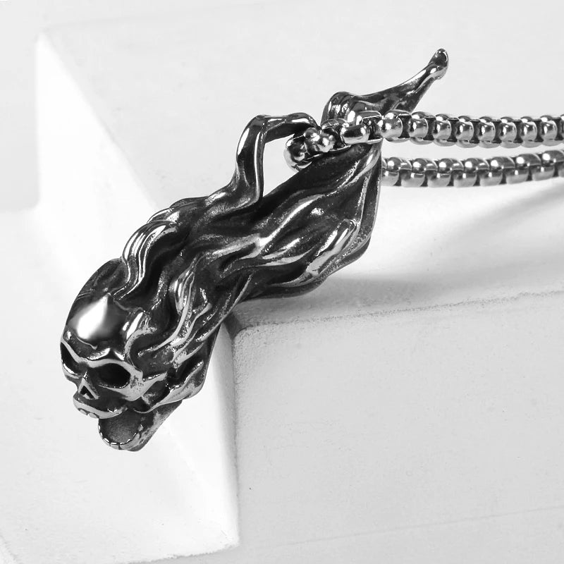 Hell Risen Skull Pendant - Chrome Cult