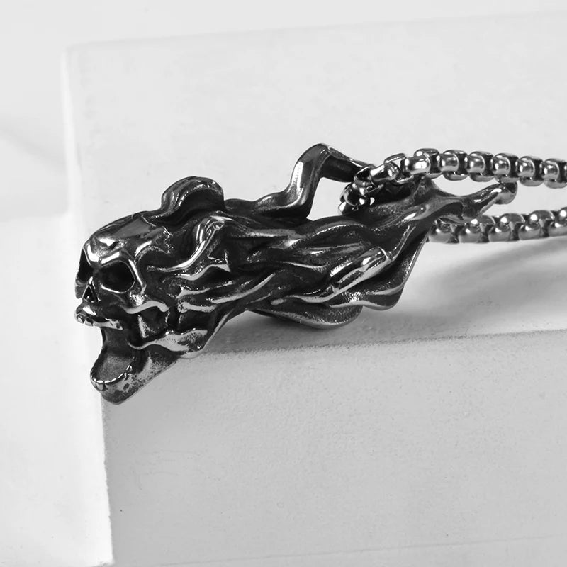 Hell Risen Skull Pendant - Chrome Cult