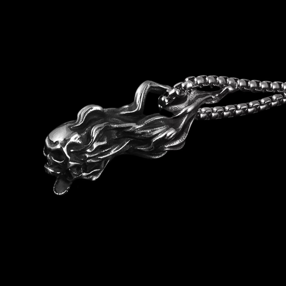 Hell Risen Skull Pendant - Chrome Cult