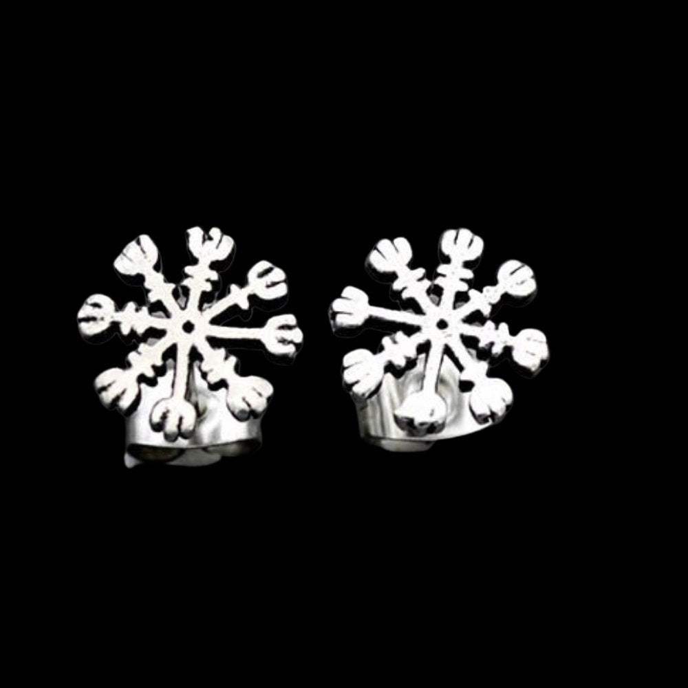 Helm Of Awe Snowflake Stud Earrings - Chrome Cult