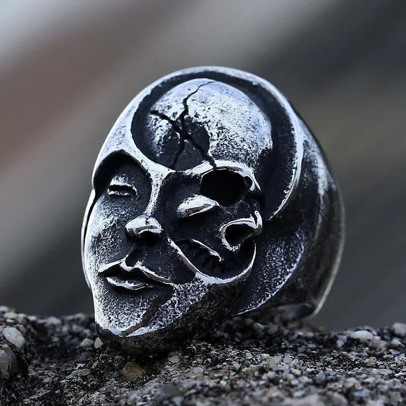 Hidden Yin and Yang Skull Ring - Chrome Cult