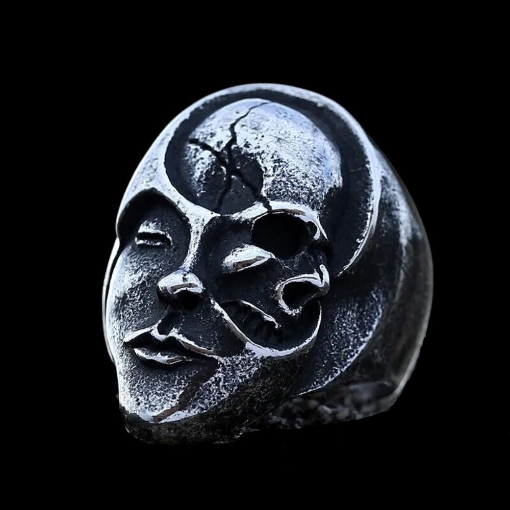 Hidden Yin and Yang Skull Ring - Chrome Cult