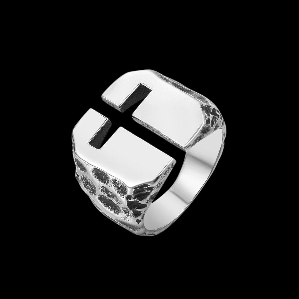 Hollow Cross Ring - Chrome Cult