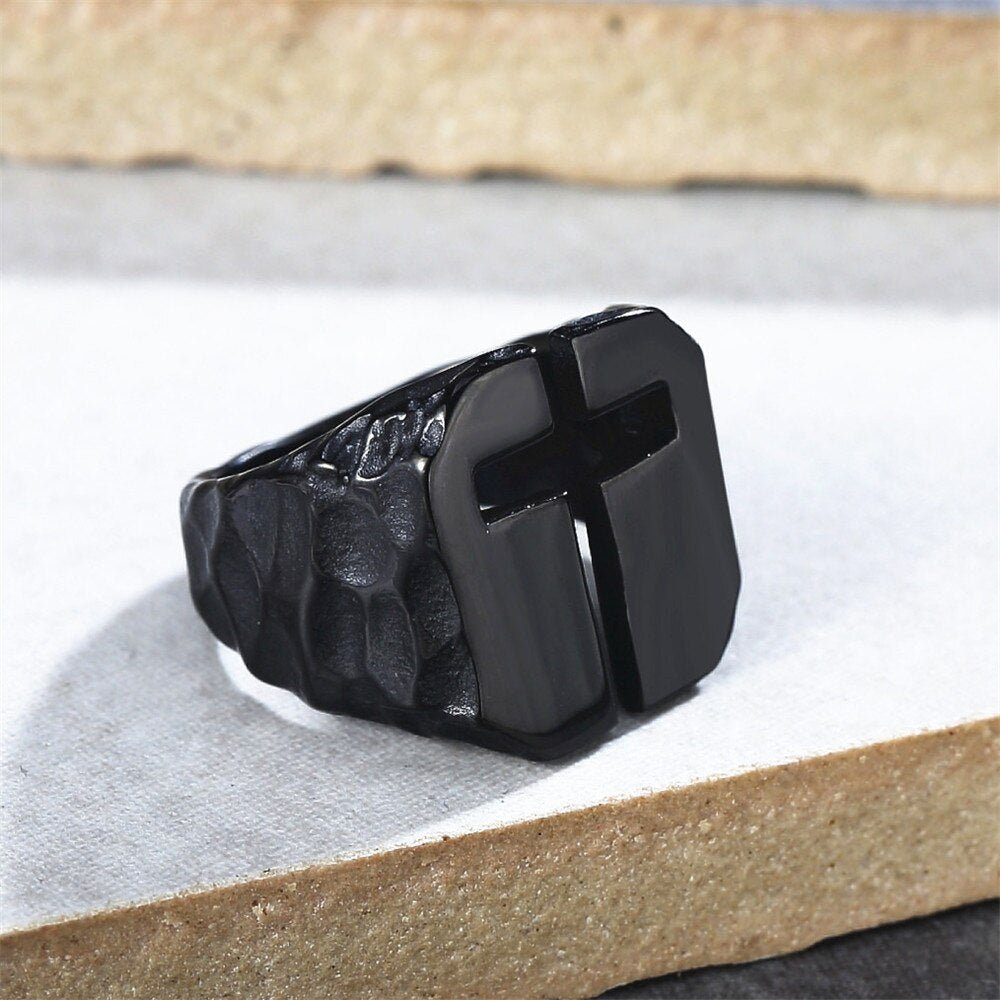 Hollow Cross Ring - Chrome Cult