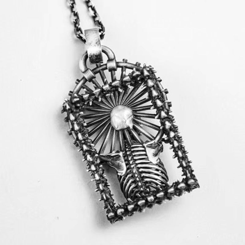 Holy Skeleton Skull Pendant - Chrome Cult