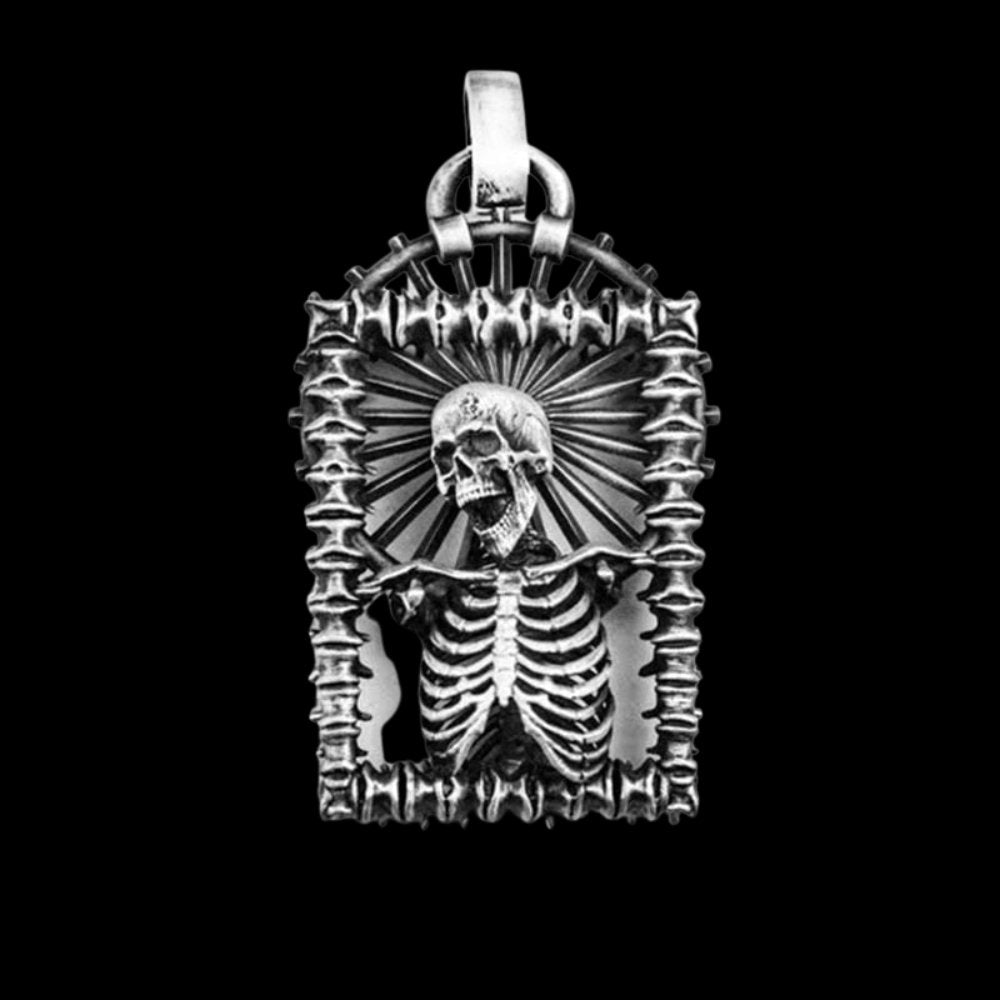 Holy Skeleton Skull Pendant - Chrome Cult