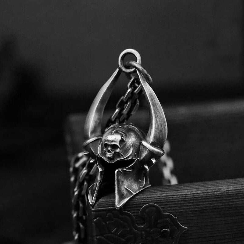 Horned Skull Spartan Helmet Pendant