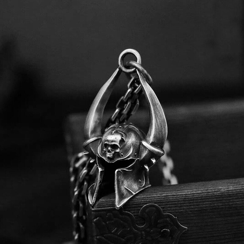 Horned Skull Spartan Helmet Pendant