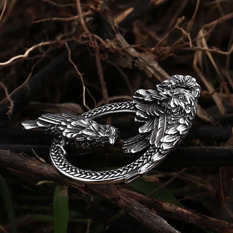 Huginn and Muninn Viking Pendant - Chrome Cult
