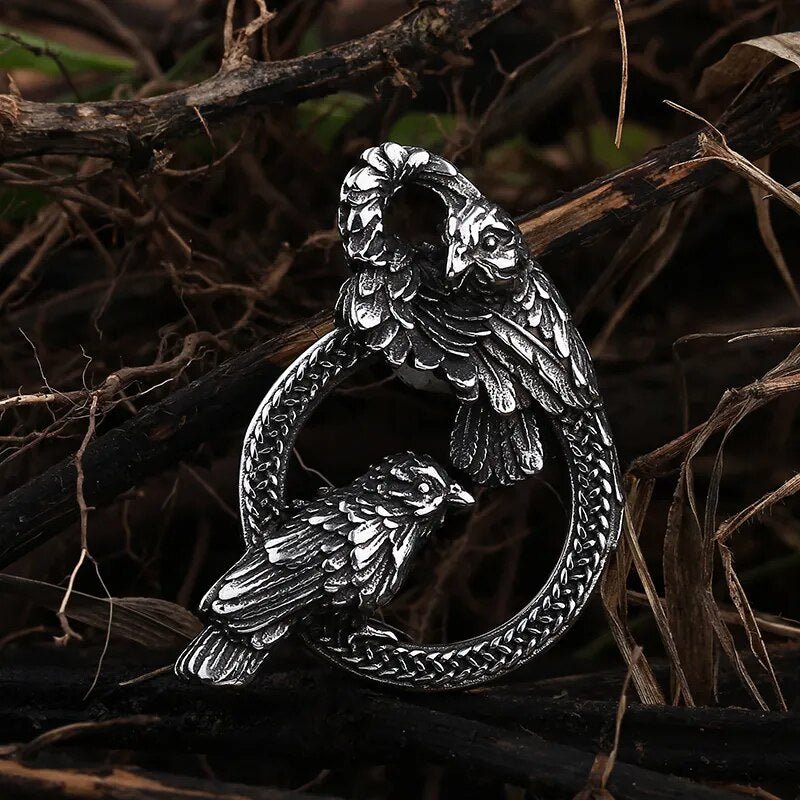 Huginn and Muninn Viking Pendant - Chrome Cult