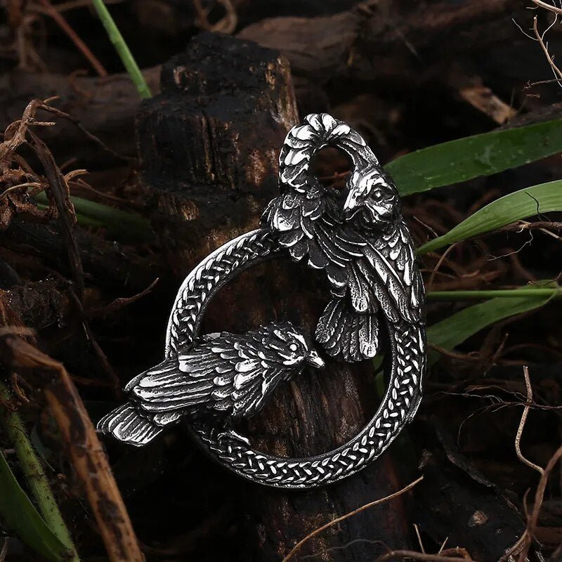 Huginn and Muninn Viking Pendant - Chrome Cult
