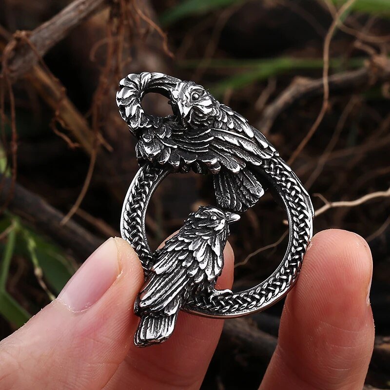 Huginn and Muninn Viking Pendant - Chrome Cult