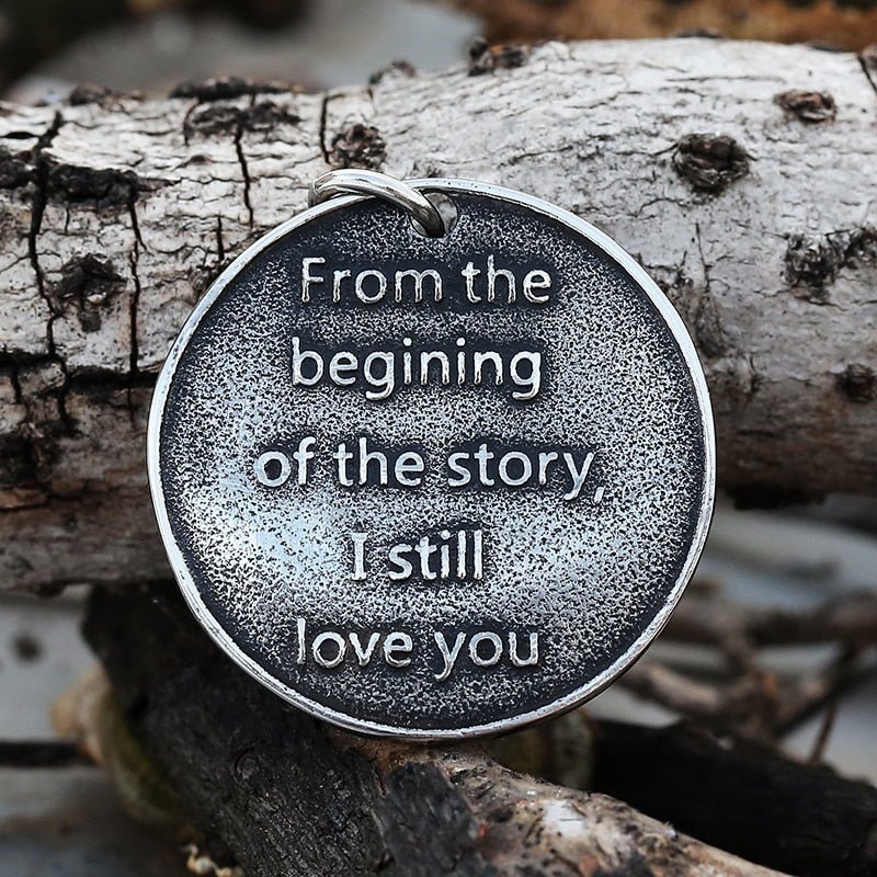 I Love You Rose Circle Pendant - Chrome Cult