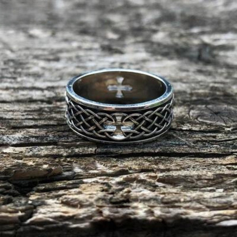 Infinity Celtic Knot Cross Ring - Chrome Cult