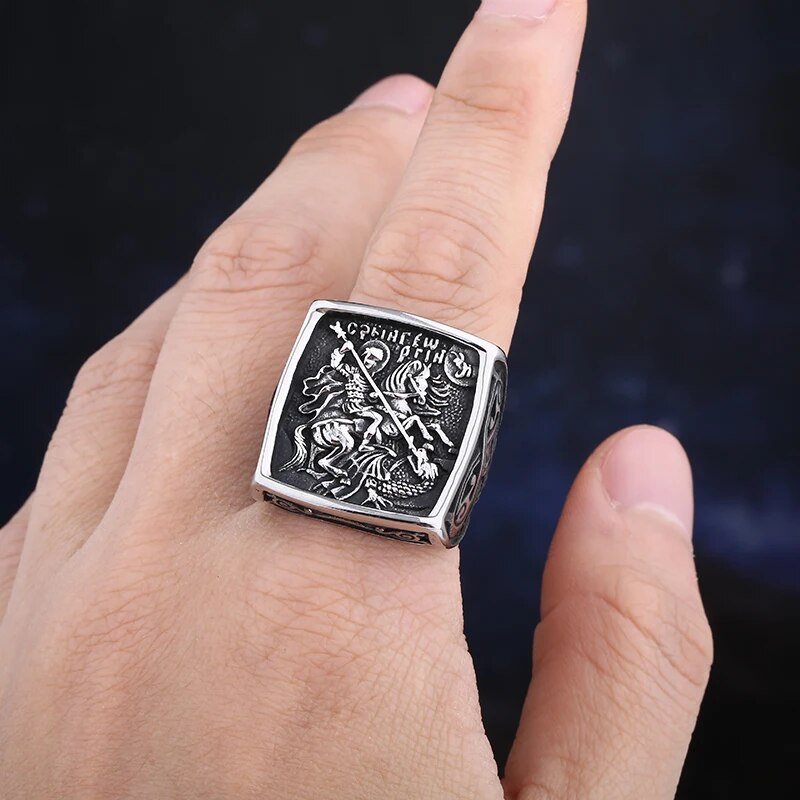 Knight Dragon Slayer Ring - Chrome Cult