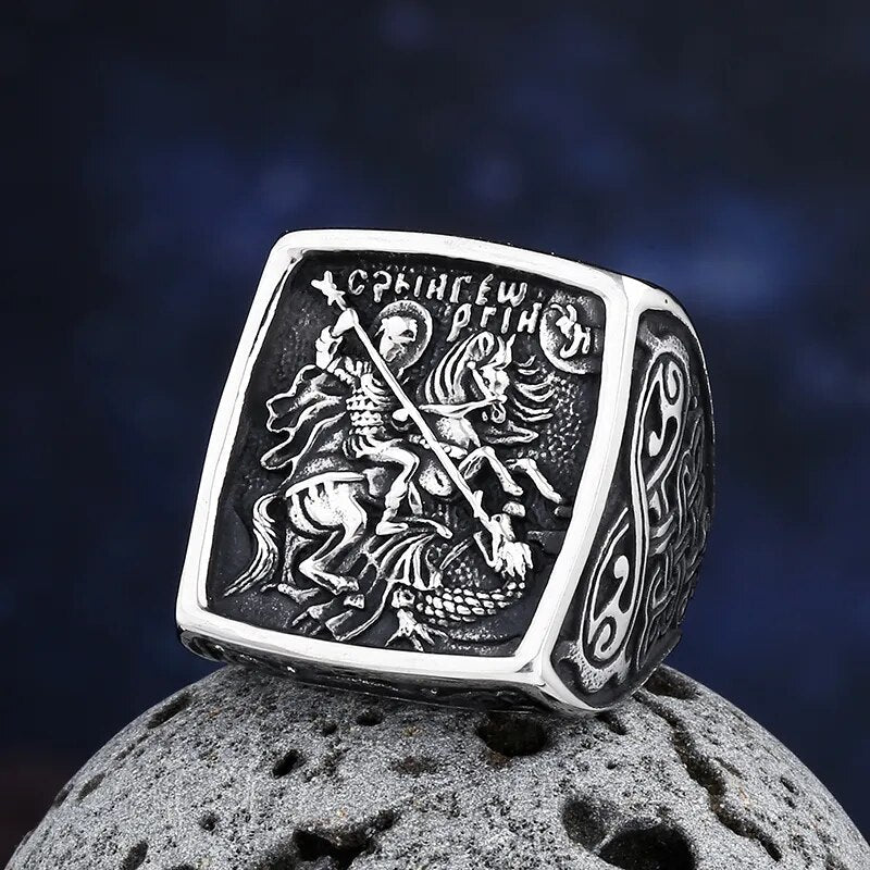 Knight Dragon Slayer Ring - Chrome Cult
