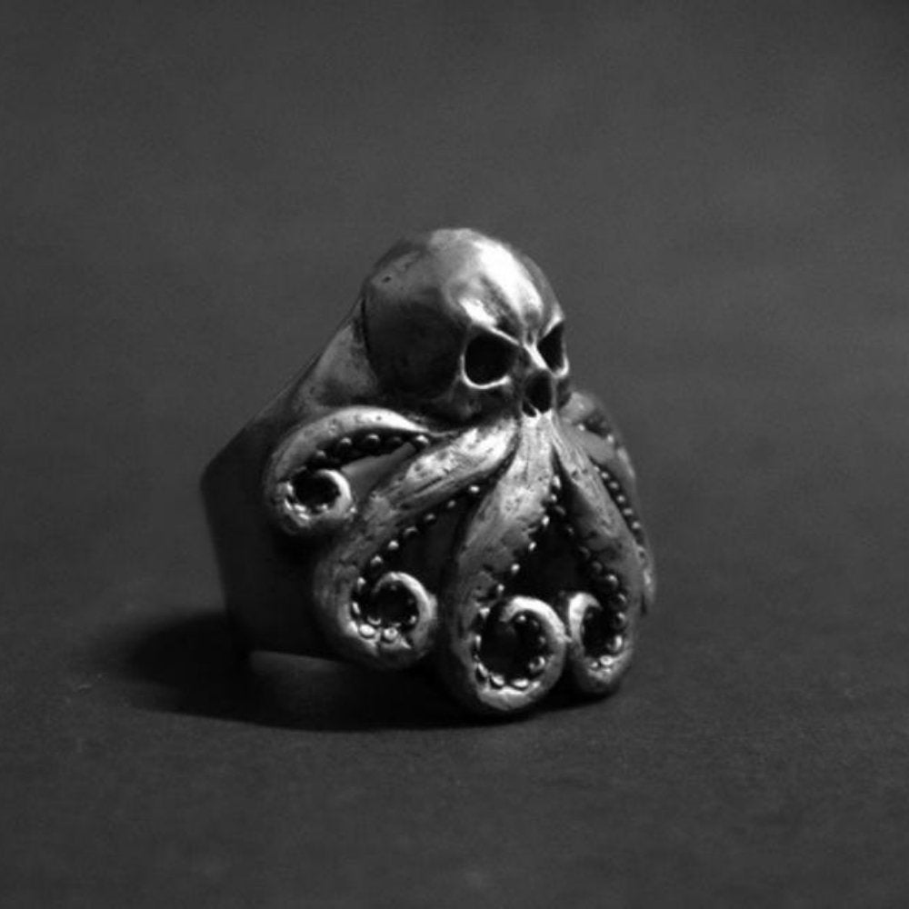 Kraken Octopus Skull Ring - Chrome Cult