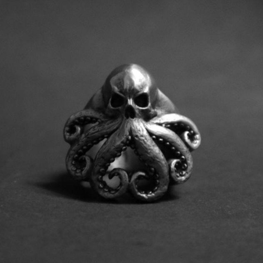 Kraken Octopus Skull Ring - Chrome Cult
