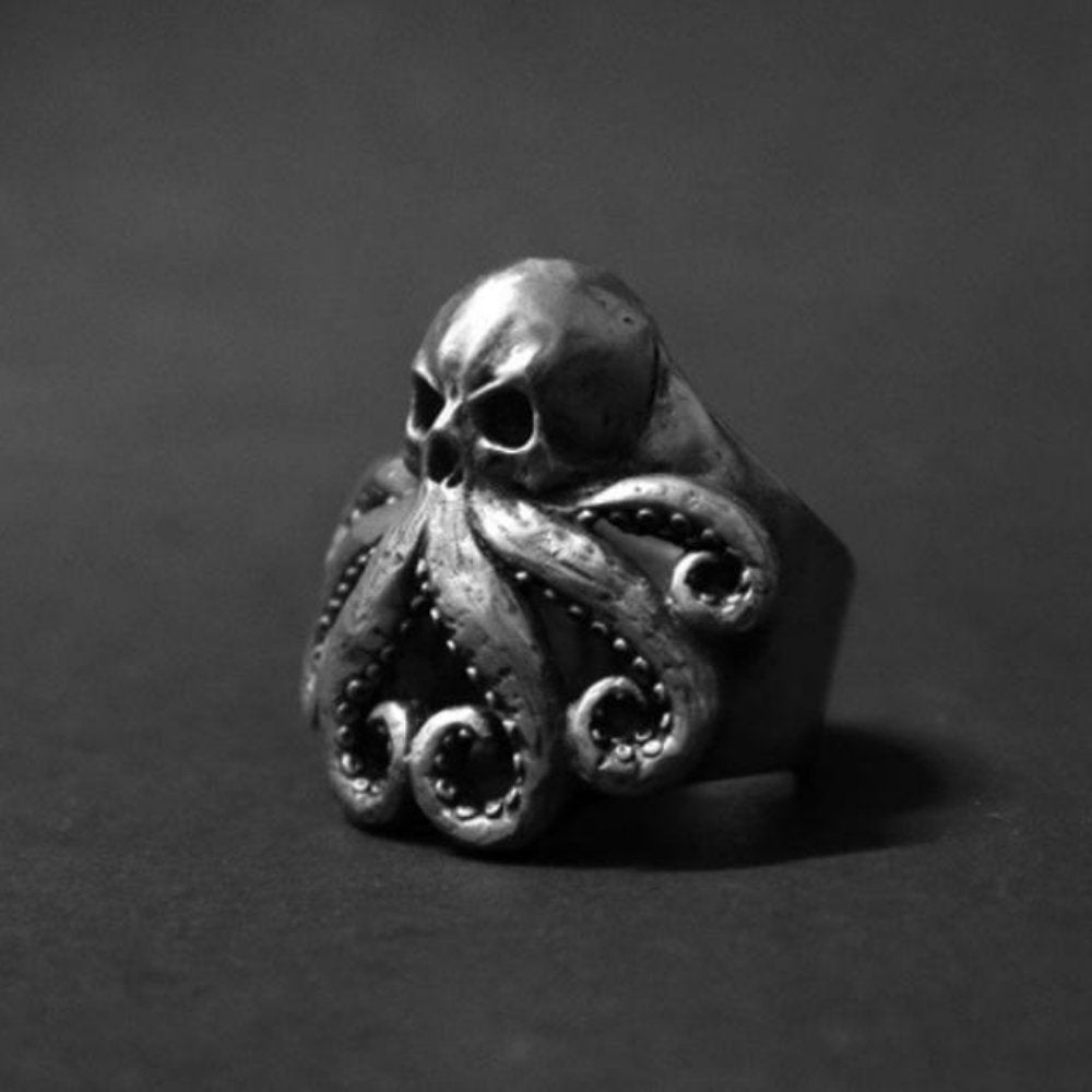 Kraken Octopus Skull Ring - Chrome Cult