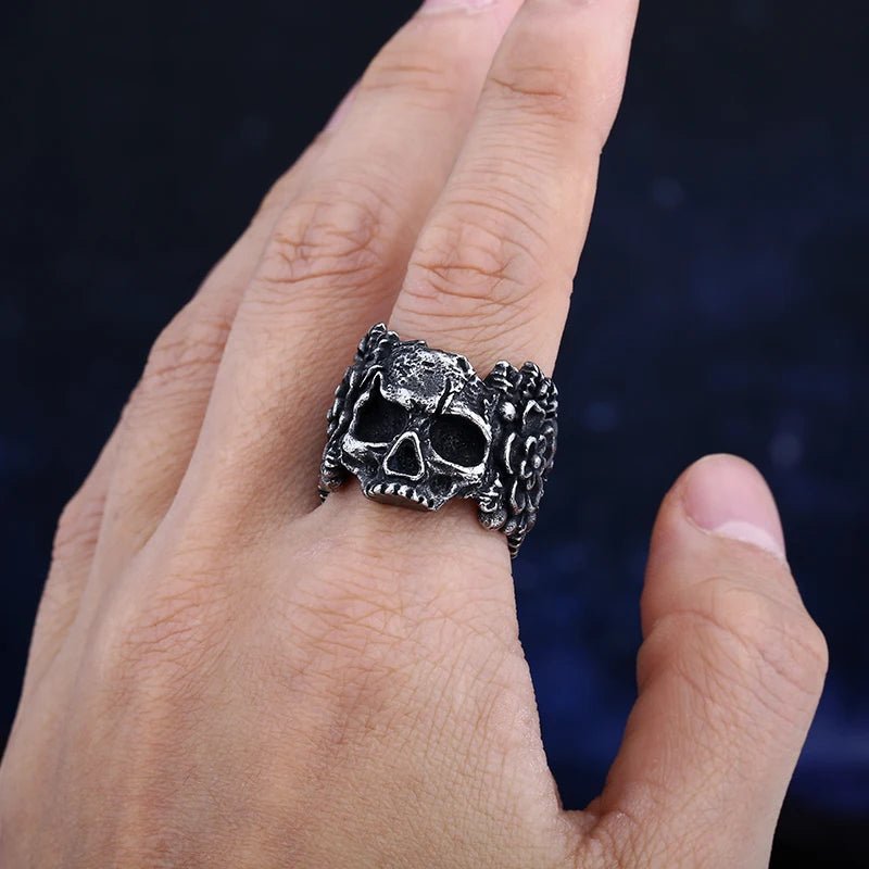 La Calavera Catrina Skull Floral Ring - Chrome Cult