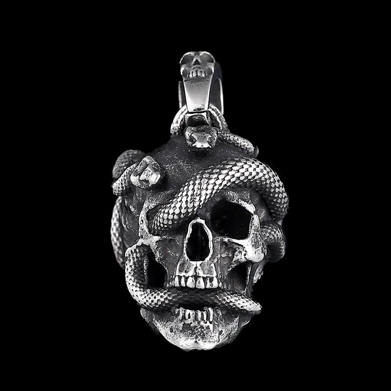 Life Death Snake Skull Pendant - Chrome Cult