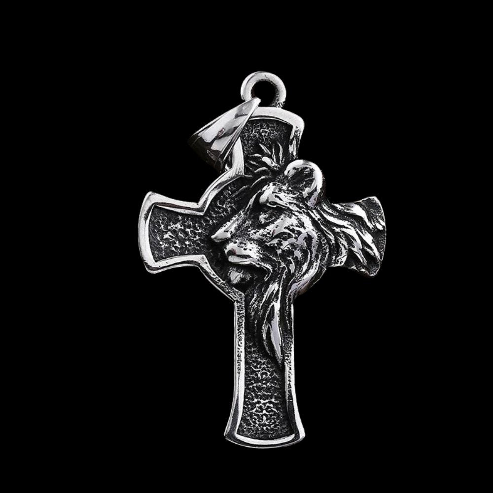 Lion Byzantine Cross Pendant - Chrome Cult