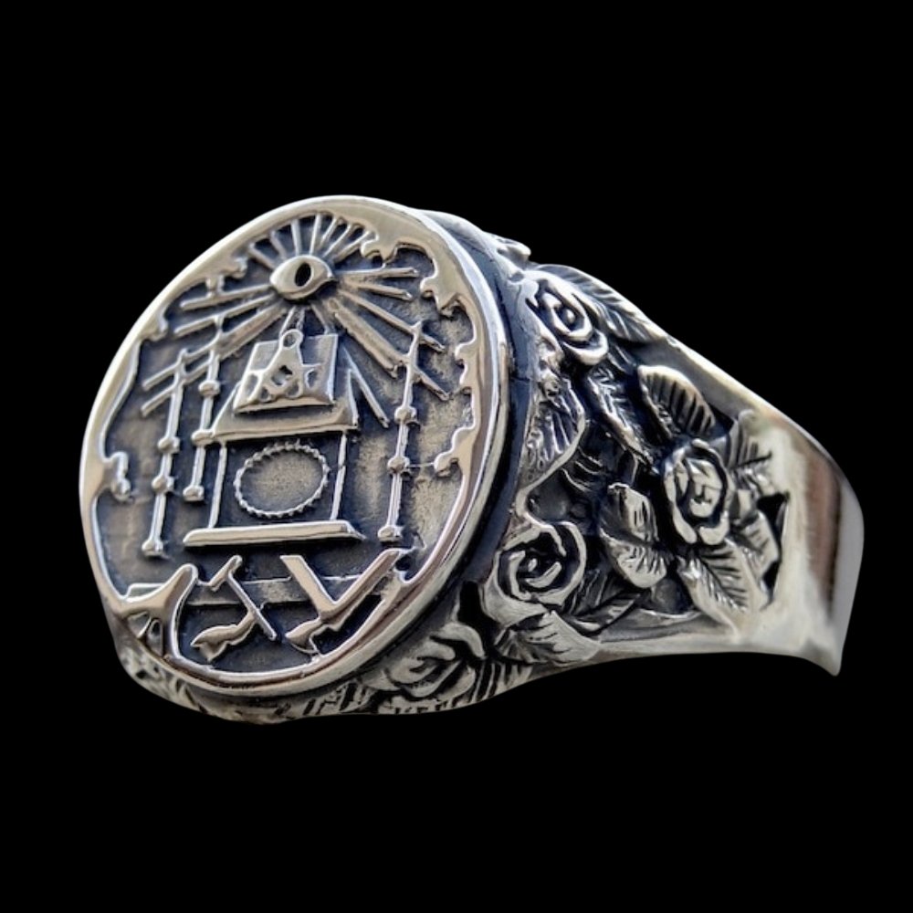 Masonic Temple Rose Ring - Chrome Cult