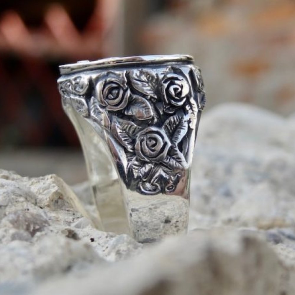 Masonic Temple Rose Ring - Chrome Cult