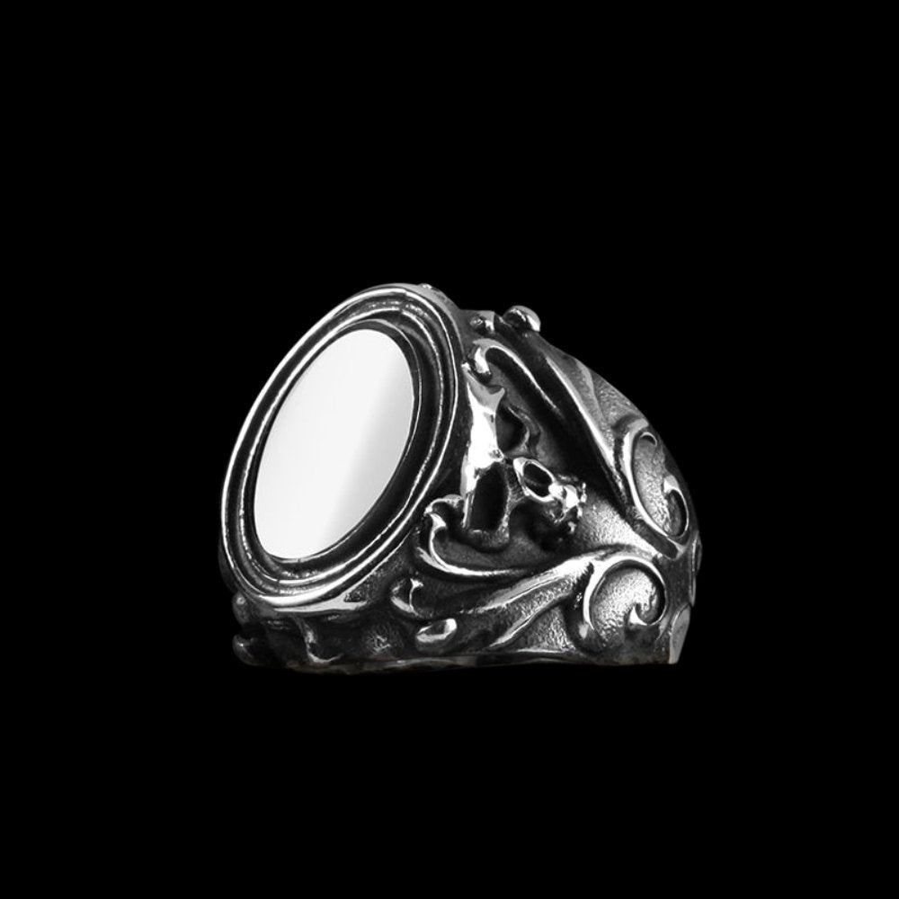 Mirror Gothic Pattern Skull Ring - Chrome Cult