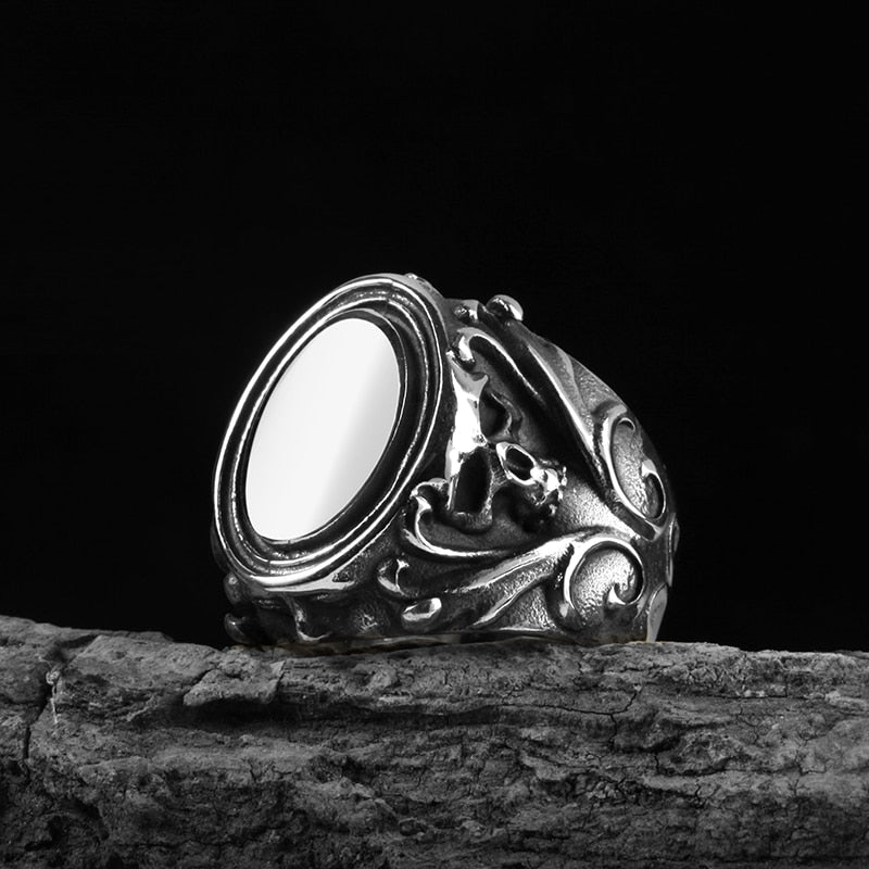 Mirror Gothic Pattern Skull Ring