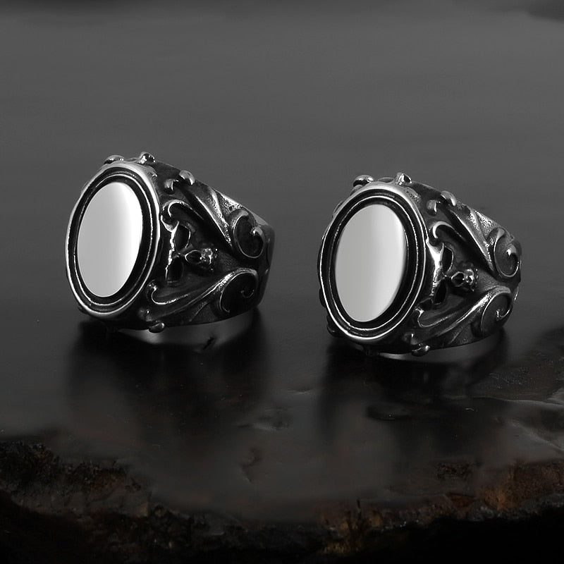 Mirror Gothic Pattern Skull Ring