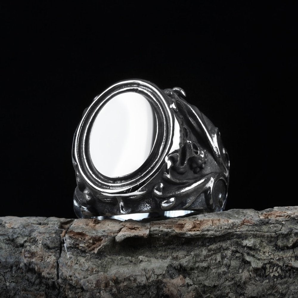 Mirror Gothic Pattern Skull Ring