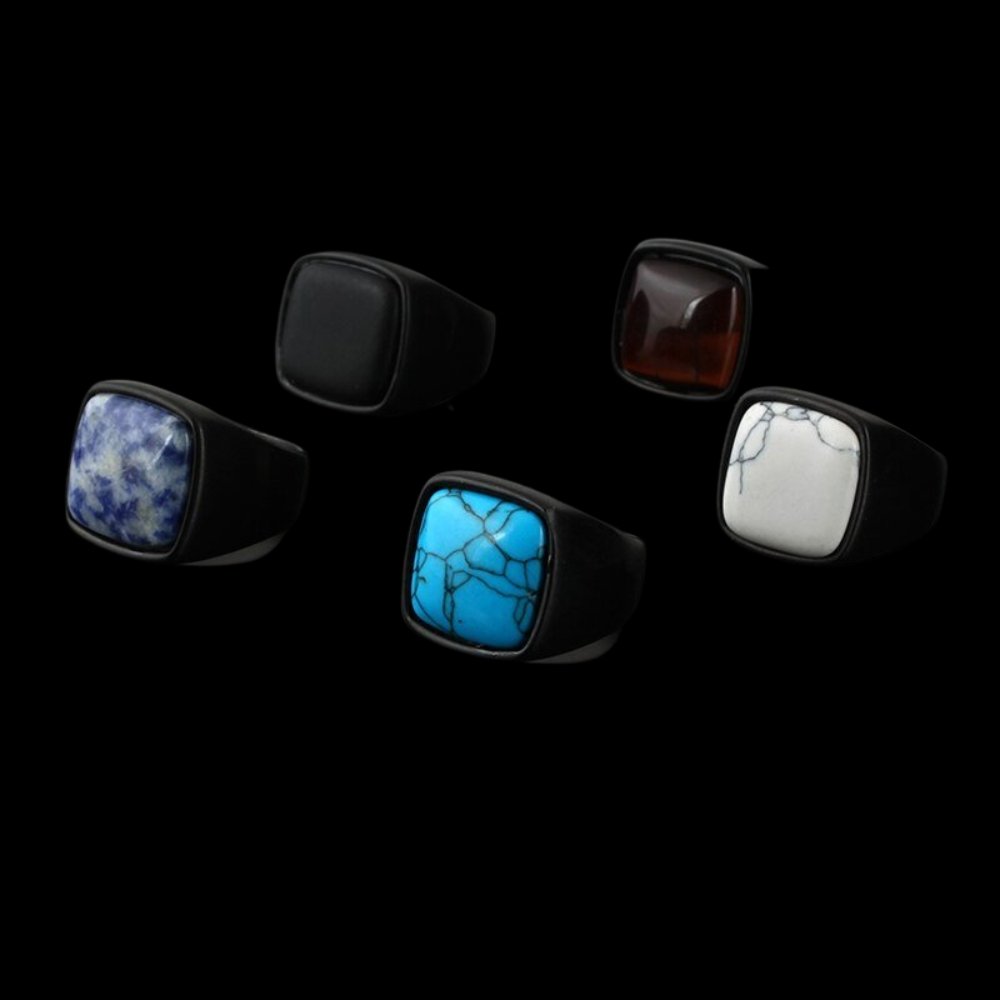 Modern Gemstone Black Ring - Chrome Cult