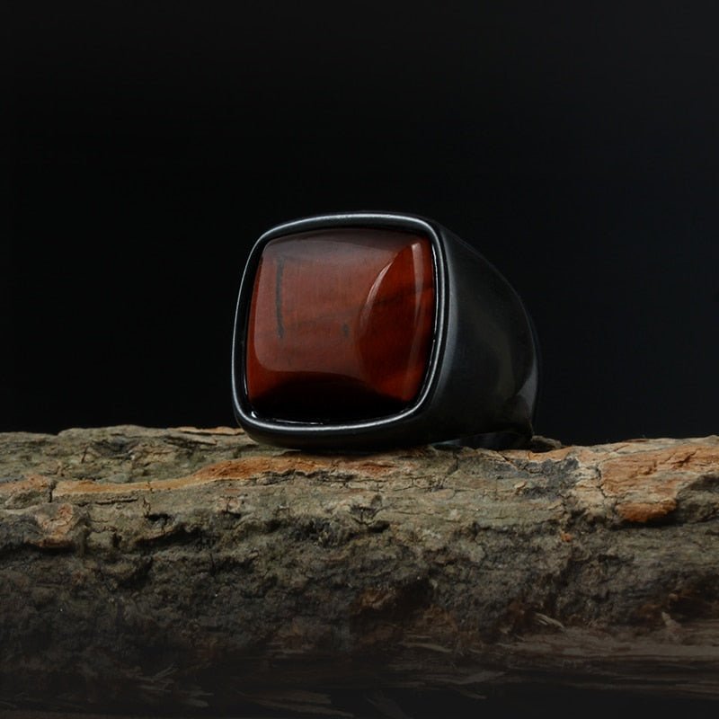 Modern Gemstone Black Ring - Chrome Cult