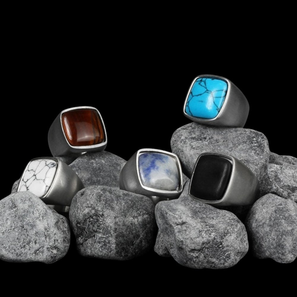 Modern Gemstone Silver Ring - Chrome Cult