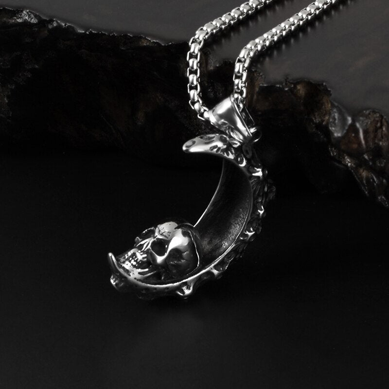 Moon Skull Pendant - Chrome Cult