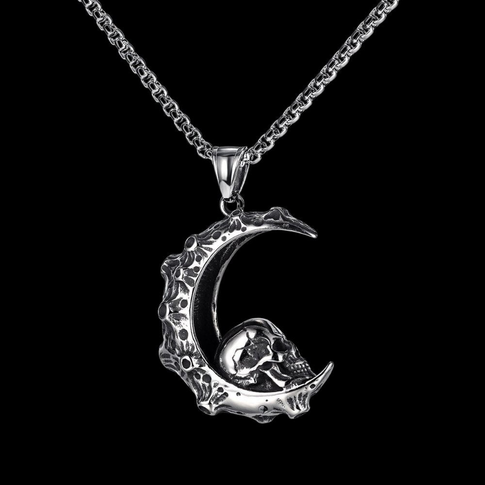 Moon Skull Pendant - Chrome Cult