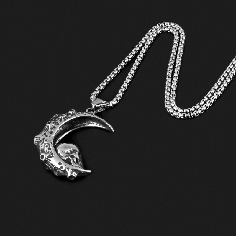 Moon Skull Pendant - Chrome Cult