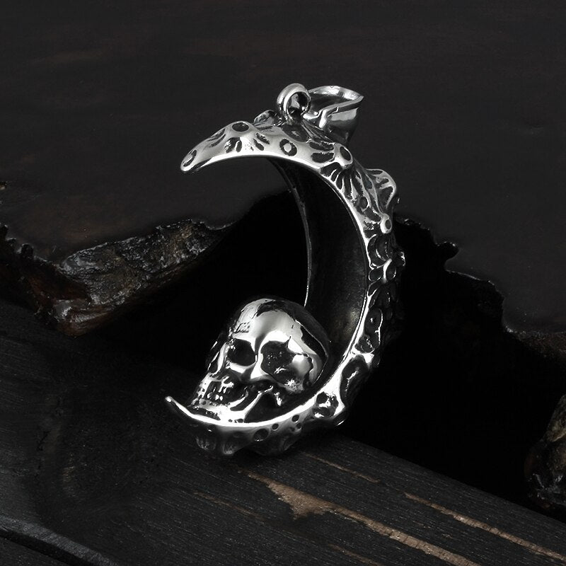 Moon Skull Pendant - Chrome Cult