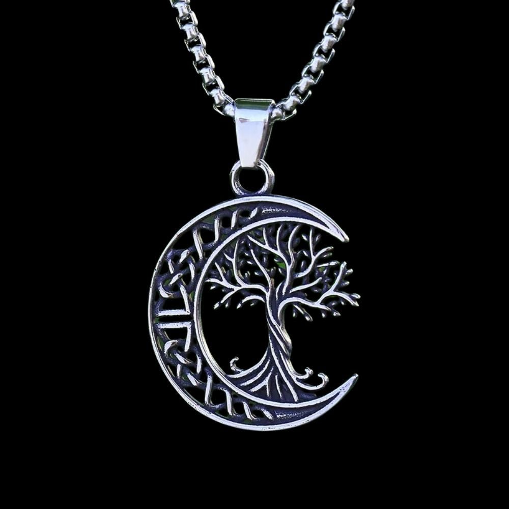 Moon Tree of Life Pendant - Chrome Cult