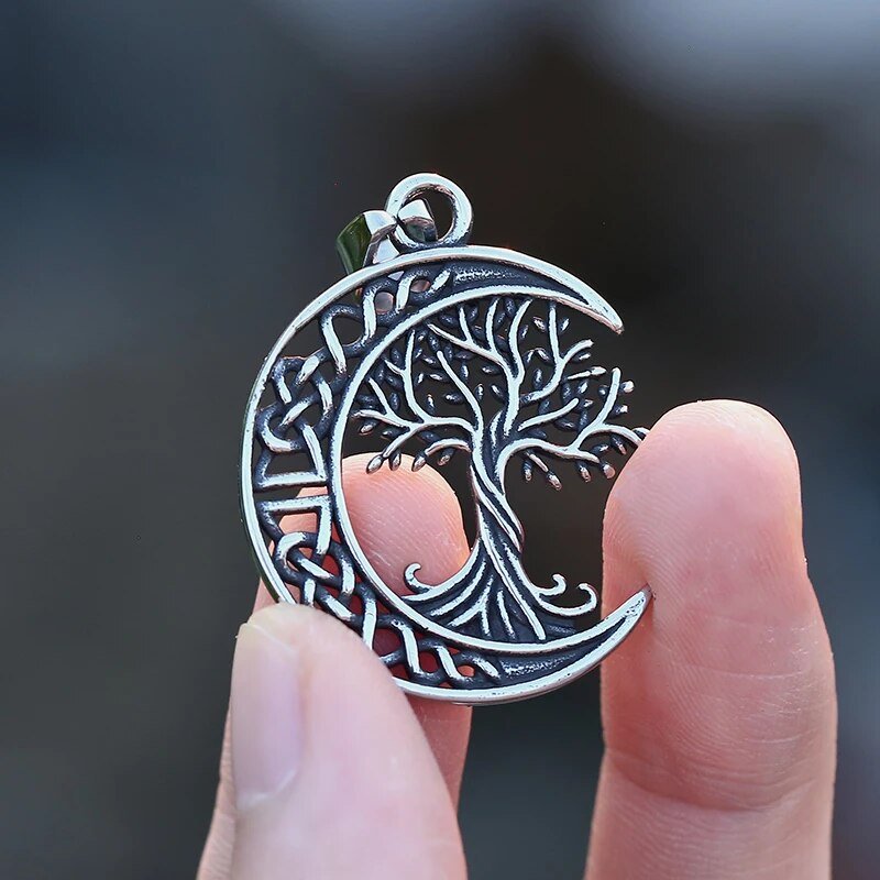 Moon Tree of Life Pendant - Chrome Cult