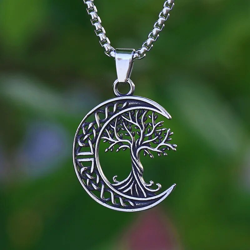 Moon Tree of Life Pendant - Chrome Cult