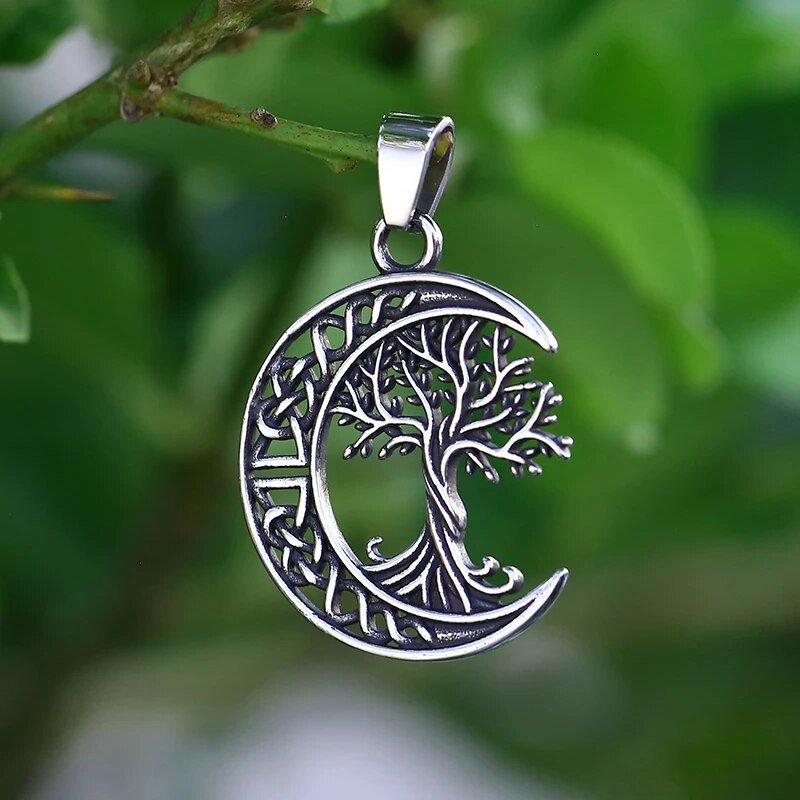 Moon Tree of Life Pendant - Chrome Cult