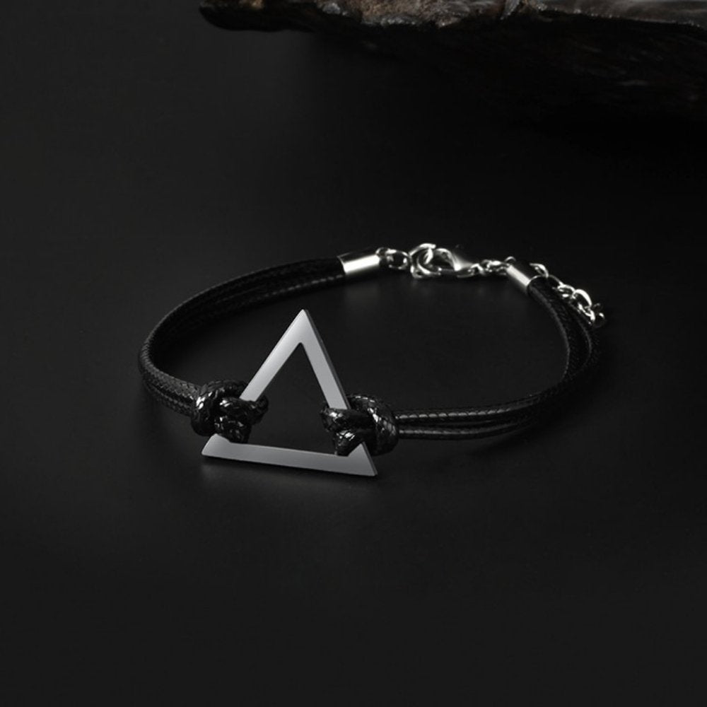 Multi Layer Leather Triangle Bracelet - Chrome Cult