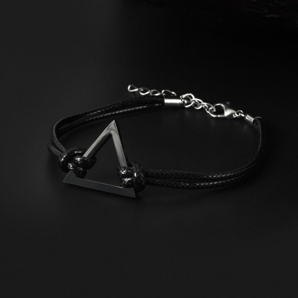 Multi Layer Leather Triangle Bracelet - Chrome Cult