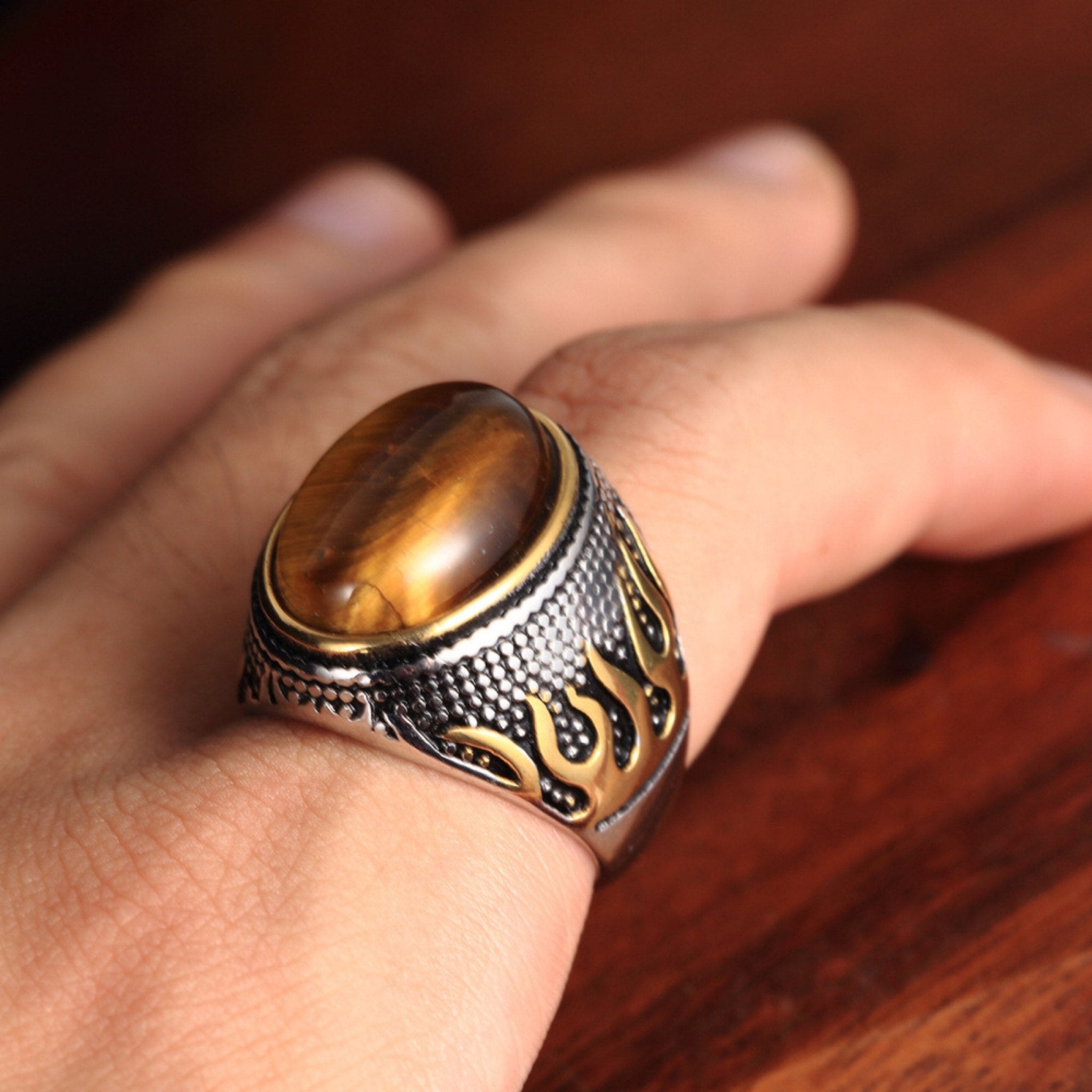 Natural Stone Flame Ring