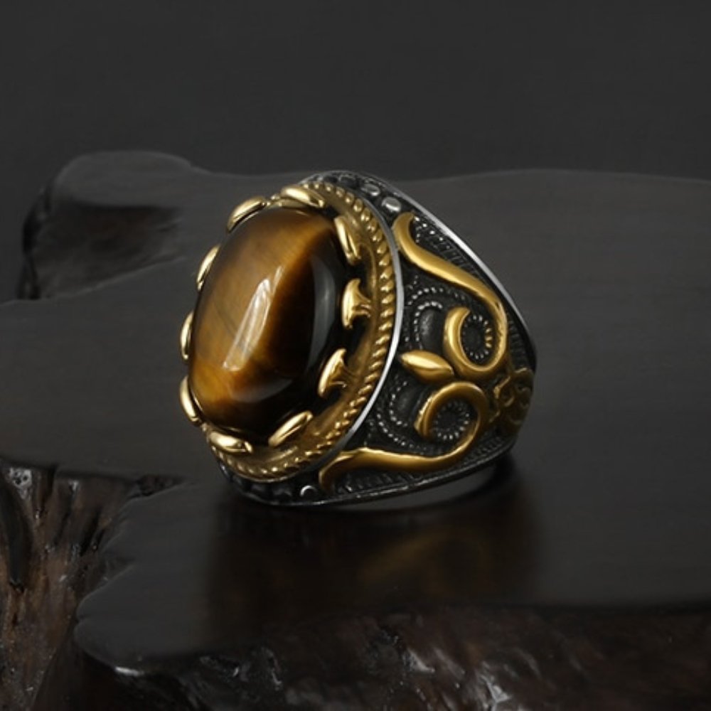 Noble Pattern Gemstone Ring - Chrome Cult