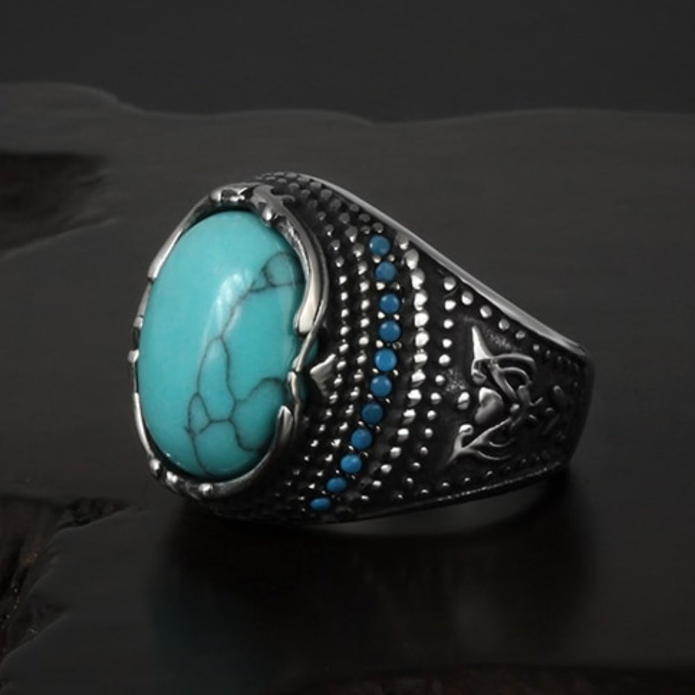 Noble Pattern Gemstone Ring - Chrome Cult